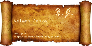 Neiman Janka névjegykártya